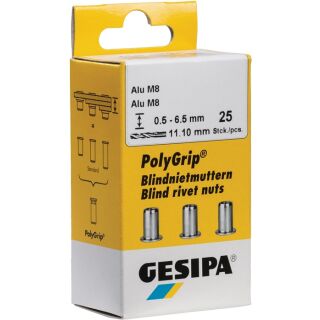 Blindnietmutter PolyGrip&reg; Nietschaft d x l 9 x 18 mm M6 Edelstahl A2 25 St&uuml;ck GESIPA