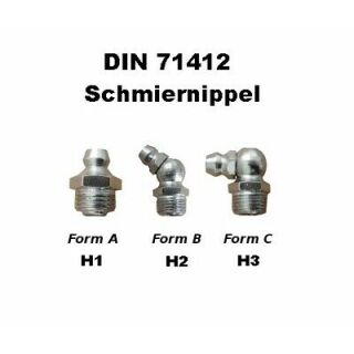 Kegelschmiernippel DIN 71412 Stahl Typ H1 gerade Form A/180°