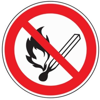 Verbotszeichen ASR A1.3/DIN EN ISO 7010 Feuer/Licht verboten Folie