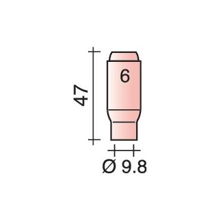 Keramische Gasd&uuml;se Gr. 6 Standard D. 9,8 mm L&auml;nge 47 mm TRAFIMET