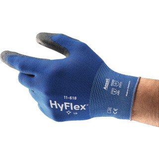 Handschuhe HyFlex&reg; 11-618 blau/schwarz EN 388 PSA-Kategorie II Nylon m. Polyurethan ANSELL Gr. 11