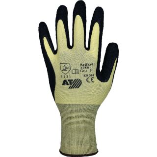 Handschuhe  gelb/schwarz EN 388 PSA-Kategorie II Nylon mit Naturlatex ASATEX